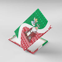 Italy Christmas Canvas Wall Art with Pizza Chef Santa Leaning Tower Colosseum and Red Green Holiday Pattern Design - Wonder Print Shop