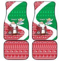 Italy Christmas Car Mats with Pizza Chef Santa Leaning Tower Colosseum and Red Green Holiday Pattern Design - Wonder Print Shop