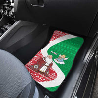 Italy Christmas Car Mats with Pizza Chef Santa Leaning Tower Colosseum and Red Green Holiday Pattern Design - Wonder Print Shop