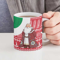 Italy Christmas Ceramic Mug with Pizza Chef Santa Leaning Tower Colosseum and Red Green Holiday Pattern Design - Wonder Print Shop
