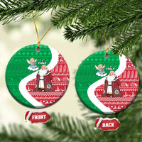 Italy Christmas Ceramic Ornament with Pizza Chef Santa Leaning Tower Colosseum and Red Green Holiday Pattern Design - Wonder Print Shop