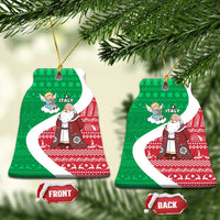 Italy Christmas Ceramic Ornament with Pizza Chef Santa Leaning Tower Colosseum and Red Green Holiday Pattern Design - Wonder Print Shop