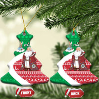 Italy Christmas Ceramic Ornament with Pizza Chef Santa Leaning Tower Colosseum and Red Green Holiday Pattern Design - Wonder Print Shop