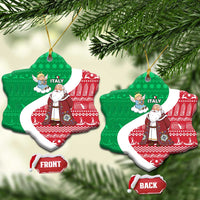 Italy Christmas Ceramic Ornament with Pizza Chef Santa Leaning Tower Colosseum and Red Green Holiday Pattern Design - Wonder Print Shop