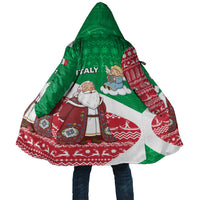 Italy Christmas Cloak with Pizza Chef Santa Leaning Tower Colosseum and Red Green Holiday Pattern Design - Wonder Print Shop
