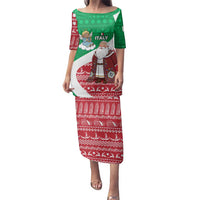 Italy Christmas Family Matching Puletasi and Hawaiian Shirt with Pizza Chef Santa Leaning Tower Colosseum and Red Green Holiday Pattern Design - Wonder Print Shop