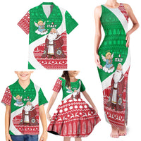 Italy Christmas Family Matching Tank Maxi Dress and Hawaiian Shirt with Pizza Chef Santa Leaning Tower Colosseum and Red Green Holiday Pattern Design - Wonder Print Shop