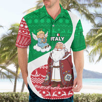 Italy Christmas Hawaiian Shirt with Pizza Chef Santa Leaning Tower Colosseum and Red Green Holiday Pattern Design - Wonder Print Shop
