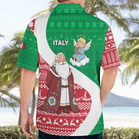 Italy Christmas Hawaiian Shirt with Pizza Chef Santa Leaning Tower Colosseum and Red Green Holiday Pattern Design - Wonder Print Shop