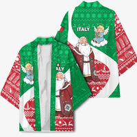 Italy Christmas Kimono with Pizza Chef Santa Leaning Tower Colosseum and Red Green Holiday Pattern Design - Wonder Print Shop