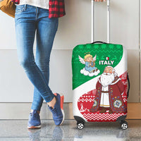 Italy Christmas Luggage Cover with Pizza Chef Santa Leaning Tower Colosseum and Red Green Holiday Pattern Design - Wonder Print Shop