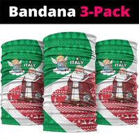 Italy Christmas Neck Gaiter with Pizza Chef Santa Leaning Tower Colosseum and Red Green Holiday Pattern Design - Wonder Print Shop