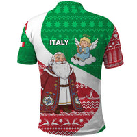 Italy Christmas Polo Shirt with Pizza Chef Santa Leaning Tower Colosseum and Red Green Holiday Pattern Design - Wonder Print Shop