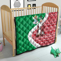 Italy Christmas Quilt with Pizza Chef Santa Leaning Tower Colosseum and Red Green Holiday Pattern Design - Wonder Print Shop