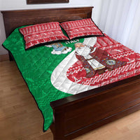 Italy Christmas Quilt Bed Set with Pizza Chef Santa Leaning Tower Colosseum and Red Green Holiday Pattern Design - Wonder Print Shop