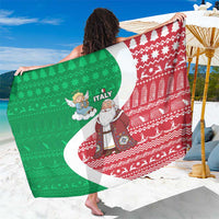 Italy Christmas Sarong with Pizza Chef Santa Leaning Tower Colosseum and Red Green Holiday Pattern Design - Wonder Print Shop