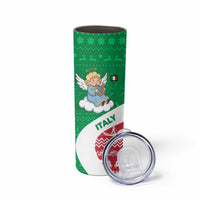 Italy Christmas Skinny Tumbler with Pizza Chef Santa Leaning Tower Colosseum and Red Green Holiday Pattern Design - Wonder Print Shop