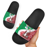 Italy Christmas Slide Sandals with Pizza Chef Santa Leaning Tower Colosseum and Red Green Holiday Pattern Design - Wonder Print Shop