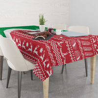 Italy Christmas Tablecloth with Pizza Chef Santa Leaning Tower Colosseum and Red Green Holiday Pattern Design - Wonder Print Shop