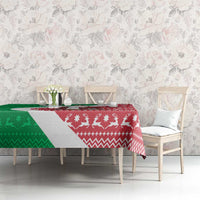 Italy Christmas Tablecloth with Pizza Chef Santa Leaning Tower Colosseum and Red Green Holiday Pattern Design - Wonder Print Shop