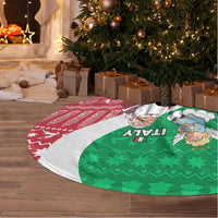 Italy Christmas Tree Skirt with Pizza Chef Santa Leaning Tower Colosseum and Red Green Holiday Pattern Design - Wonder Print Shop