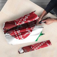 Italy Christmas Umbrella with Pizza Chef Santa Leaning Tower Colosseum and Red Green Holiday Pattern Design - Wonder Print Shop