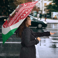 Italy Christmas Umbrella with Pizza Chef Santa Leaning Tower Colosseum and Red Green Holiday Pattern Design - Wonder Print Shop