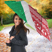 Italy Christmas Umbrella with Pizza Chef Santa Leaning Tower Colosseum and Red Green Holiday Pattern Design - Wonder Print Shop