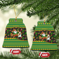Jamaica Christmas Ceramic Ornament with Rasta Santa Snowman Gingerbread Drummer Palm Trees and Green Yellow Knit Pattern Design - Wonder Print Shop
