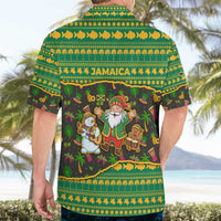 Jamaica Christmas Hawaiian Shirt with Rasta Santa Snowman Gingerbread Drummer Palm Trees and Green Yellow Knit Pattern Design - Wonder Print Shop
