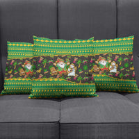 Jamaica Christmas Pillow Cover with Rasta Santa Snowman Gingerbread Drummer Palm Trees and Green Yellow Knit Pattern Design - Wonder Print Shop