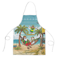 Jamaica Christmas Apron with Rasta Santa Snowman Hammock Angel Palm Trees and Tropical Beach Design - Wonder Print Shop