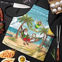 Jamaica Christmas Apron with Rasta Santa Snowman Hammock Angel Palm Trees and Tropical Beach Design - Wonder Print Shop