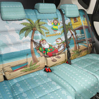 Jamaica Christmas Back Car Seat Cover with Rasta Santa Snowman Hammock Angel Palm Trees and Tropical Beach Design - Wonder Print Shop