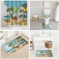 Jamaica Christmas Bathroom Set with Rasta Santa Snowman Hammock Angel Palm Trees and Tropical Beach Design - Wonder Print Shop