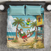 Jamaica Christmas Bedding Set with Rasta Santa Snowman Hammock Angel Palm Trees and Tropical Beach Design - Wonder Print Shop