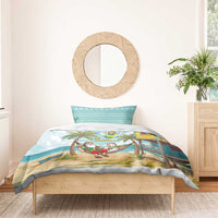 Jamaica Christmas Bedding Set with Rasta Santa Snowman Hammock Angel Palm Trees and Tropical Beach Design - Wonder Print Shop