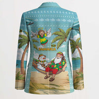 Jamaica Christmas Blazer with Rasta Santa Snowman Hammock Angel Palm Trees and Tropical Beach Design - Wonder Print Shop