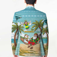 Jamaica Christmas Blazer with Rasta Santa Snowman Hammock Angel Palm Trees and Tropical Beach Design - Wonder Print Shop