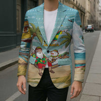 Jamaica Christmas Blazer with Rasta Santa Snowman Hammock Angel Palm Trees and Tropical Beach Design - Wonder Print Shop