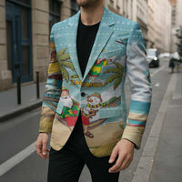 Jamaica Christmas Blazer with Rasta Santa Snowman Hammock Angel Palm Trees and Tropical Beach Design - Wonder Print Shop