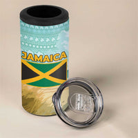 Jamaica Christmas 4 in 1 Can Cooler Tumbler with Rasta Santa Snowman Hammock Angel Palm Trees and Tropical Beach Design - Wonder Print Shop