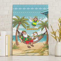 Jamaica Christmas Canvas Wall Art with Rasta Santa Snowman Hammock Angel Palm Trees and Tropical Beach Design - Wonder Print Shop