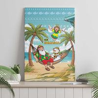 Jamaica Christmas Canvas Wall Art with Rasta Santa Snowman Hammock Angel Palm Trees and Tropical Beach Design - Wonder Print Shop