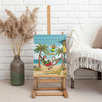 Jamaica Christmas Canvas Wall Art with Rasta Santa Snowman Hammock Angel Palm Trees and Tropical Beach Design - Wonder Print Shop