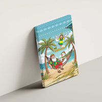 Jamaica Christmas Canvas Wall Art with Rasta Santa Snowman Hammock Angel Palm Trees and Tropical Beach Design - Wonder Print Shop
