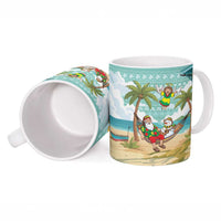 Jamaica Christmas Ceramic Mug with Rasta Santa Snowman Hammock Angel Palm Trees and Tropical Beach Design - Wonder Print Shop