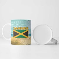 Jamaica Christmas Ceramic Mug with Rasta Santa Snowman Hammock Angel Palm Trees and Tropical Beach Design - Wonder Print Shop