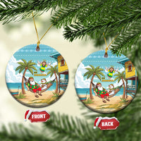 Jamaica Christmas Ceramic Ornament with Rasta Santa Snowman Hammock Angel Palm Trees and Tropical Beach Design - Wonder Print Shop