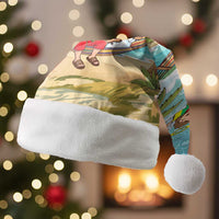 Jamaica Christmas Santa Hat with Rasta Santa Snowman Hammock Angel Palm Trees and Tropical Beach Design - Wonder Print Shop